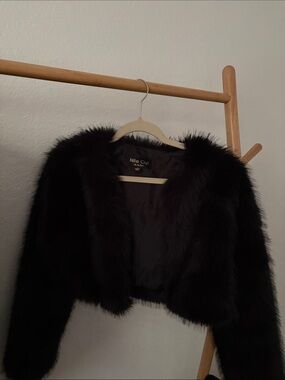 Night Out Black Faux Fur Cropped Jacket